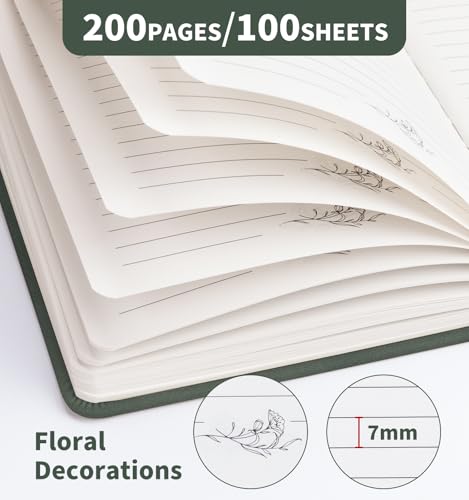 Lined Journal Notebook for Women Men, A5 Hardcover Leather Journals - color: B-Minimalist-Green, size: 1 Pack-A5（5.8"×8.3"）