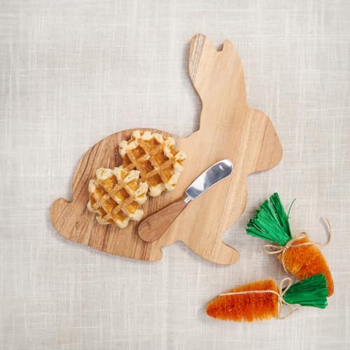 Easter Bunny Shaped Acacia Wood Premium Set of 4 Drink Coasters 4"