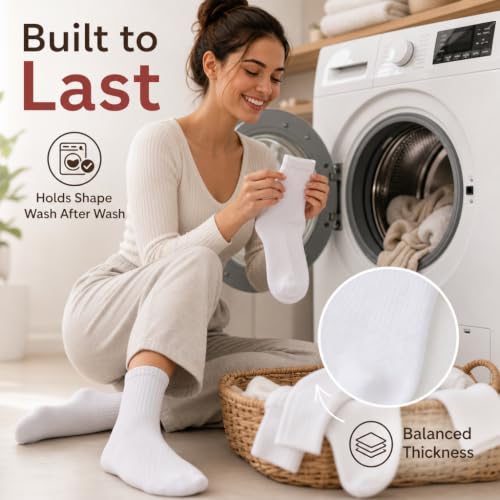 Forever Bambe Mini Crew Socks for Women 4-Pack Cushioned Bottom Retro Striped Socks - Athletic Women's Short Calf Sock - color: 6 - Solid White