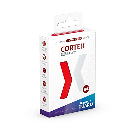 Ultimate Guard Cortex Outer Card Sleeves, 60 Japanese Size TCG Sleeves, 62 x 89mm, Red Back, Glossy Finish, No PVC & Acid-Free, High Clarity - color: Red, size: Japanese Glossy