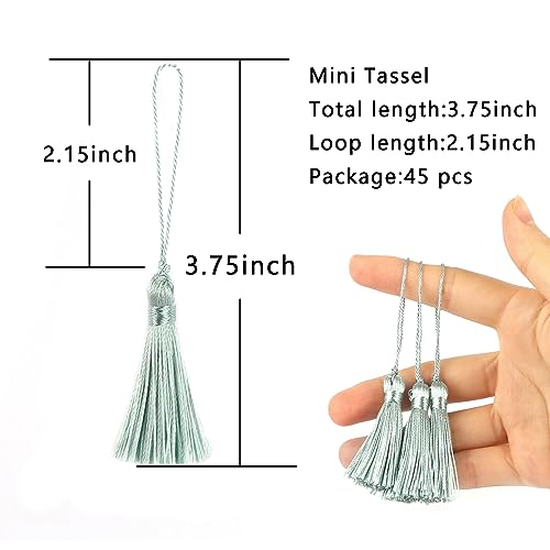 48Pcs Mini Bookmark Tassels Handmade Keychain Silky Tassel - color: Light Blue