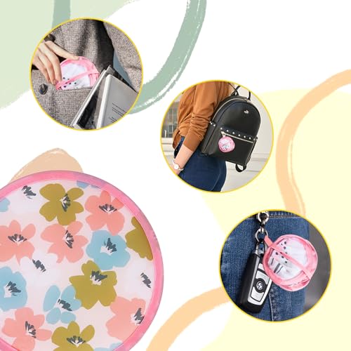 4 Styles Flower Round Foldable Hand Fan Japanese Foldable Fan Style Handheld Foldable Compact Cooling Fans,Round Folding Fan for Outdoor Games,Xmas Decoration,Festival,Party Favors,Travel,Events - color: 4Pcs Flowers