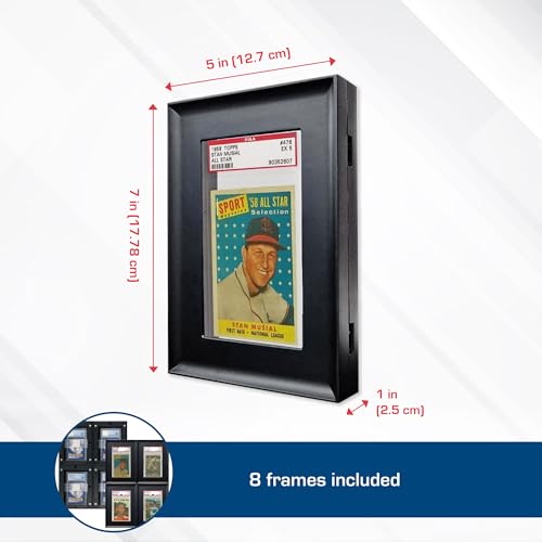BCW Interlocking Card Frames - Black | Interlocking Frames Ideal for Collectibles, Trading Cards, and Memorabilia | Wall Display Frame (Graded Cards - 8 Pack) - style: Graded Interlocking Frames