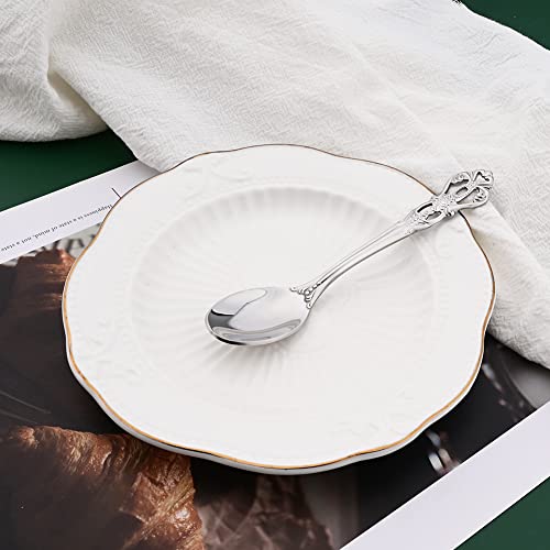 6-Piece Tea Spoons Set, 5.0 Inch Mini Coffee Spoon, Stainless Steel Teaspoons Silverware, Small Dessert Spoons for Stirring, Mixing, Sugar, Ice Cream, Silver Mirror Polished - size: Tea Spoon 6 Pieces