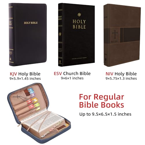 FINDCOZY Bible Cover for Women, Medium Carrying Case for Regular Bible - color: Blue, size: Medium