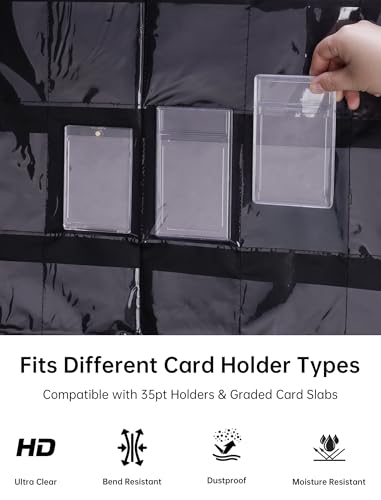 NiHome 36 Slot Graded Card Display Case - Sports Card Wall Frame, PVC Black