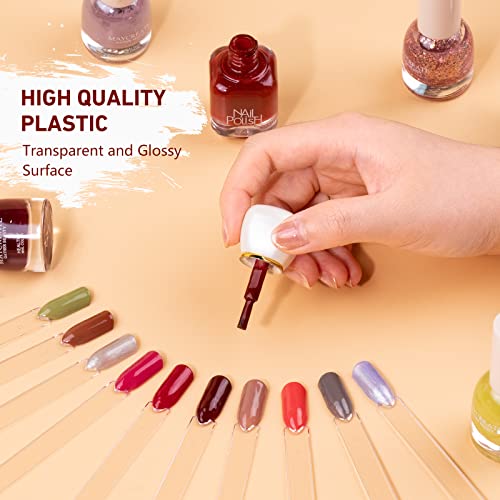 Subay 100pcs Fan-shaped Nail Swatches Sticks with Number Stickers, False Fake Nail Art Tips Sticks Polish Gel Salon Display Practice Tools with Metal Split Ring Holder - color: Clear 100Pcs
