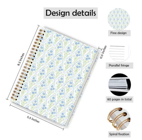 Qykwz Grandmillennial Mughal Floral Spiral Notebook 5.5x8.3 - color: Color_O