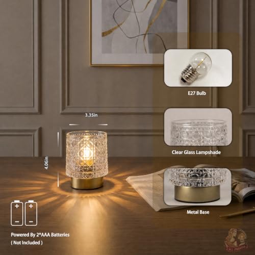MJ PREMIER Battery Operated Lamp,Small Cordless Lamp with Timer, Clear-05 - color: Clear-05