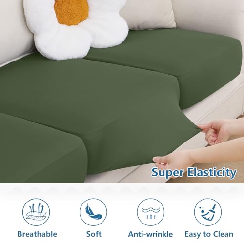 hyha Milk Silk Couch Cushion Covers, Sofa Covers for 2 Cushion Couch - color: Bronze Green, size: Seat Cover Medium