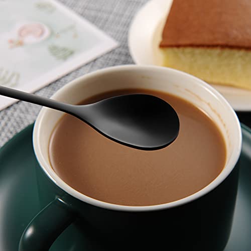 AnSaw 6-Piece Elegant Black Leaf Long Handle Teaspoons - 7.4" - color: Black