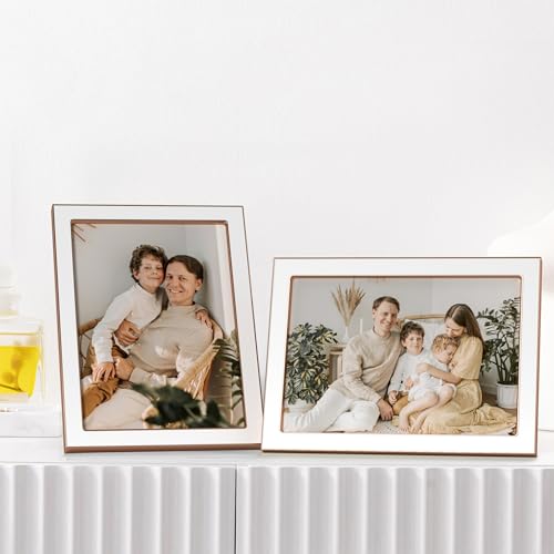 eletecpro 5x7 Enamel Picture Frame with Real Glass Cover, White, 2-Pack - color: White & Rose Gold, size: 5x7