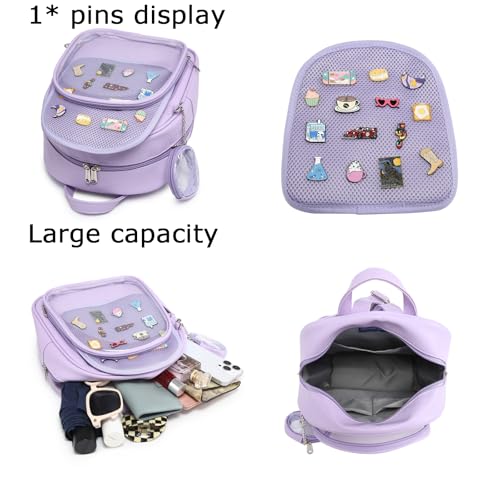 Aesthetic Kawaii Ita Backpack Pin Display Cute Purse For Anime Pins - color: Purple