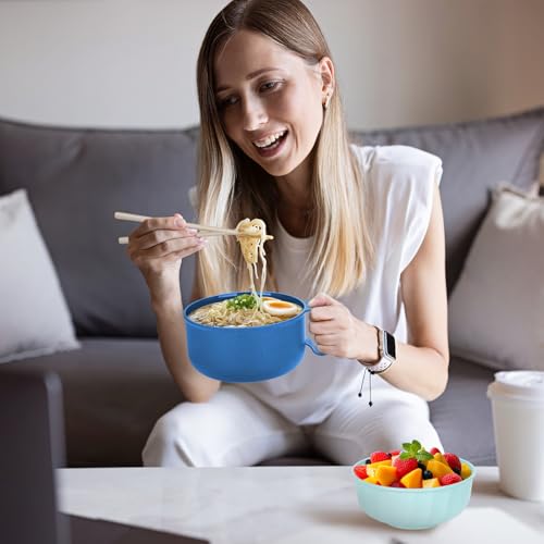 2 Pack Ramen Bowl, Portable Ramen Cooker, Instant Ramen Noodle Bowls College Dorm Room Apartment Essentials (Black Blue) - color: Black Blue