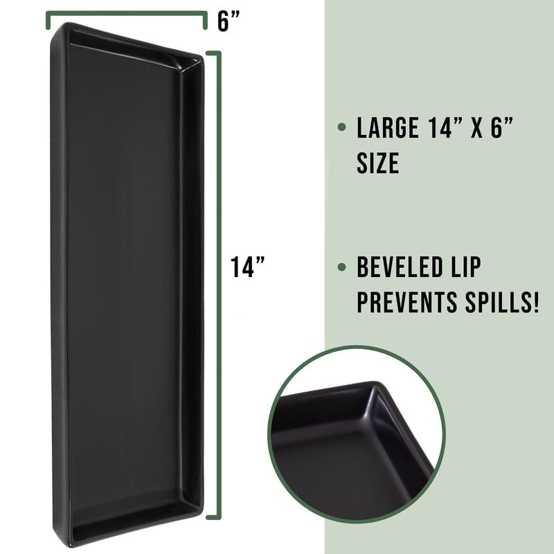 Home Beets Matte Black Ceramic Serving Platters (14 x 6 Inch Rectangle Plates) Serving Dishes for Entertaining, Food, Appetizers, Desserts, Cheese Board, Charcuterie, Sushi - Set of 4 Party Trays - color: Black