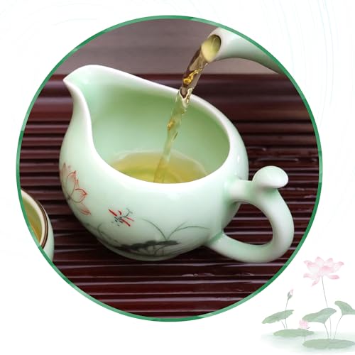 DELIFUR Celadon Handcrafted Porcelain Tea Set Lotus Theme Porcelain Tea Pot Covered Teacup Gongdao Cup From China (Gongdao mug) - style: Gongdao mug