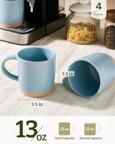famiware Coffee Mugs Set of 4, 13 oz Mug Set, Ceramic Cup Set with Handle - color: Constellation- Ice Blue, size: 4 Count (Pack of 1)