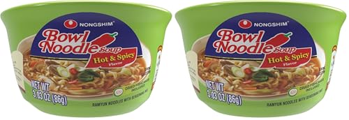 Nongshim Ramen Noodles, Gourmet Instant Ramen bowl, Premium Microwavable Noodle Soup, Hot & Spicy, 3.03 Ounce (Pack of 24) - size: 3.03 Ounce (Pack of 24)