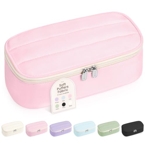 Sooez Cute Pencil Case, Soft Puffers Pencil Pouch, Large Pen Pencil Bag - color: Pink