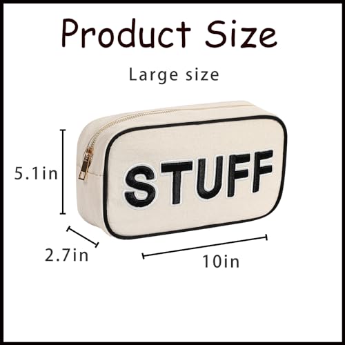 uekeboag Canvas Chenille Letter Stuff Makeup Bag(01Black-Stuff) - color: Black Stuff