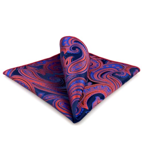 S&W SHLAX&WING Mens Pocket Square Paisley Multicolor Large for Business Wedding - color: Ch12
