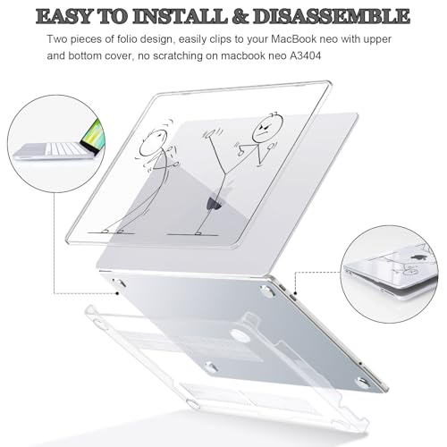 Fun Cartoon Line Art Clear Case for 2026 MacBook Neo 13 Inch A3404 - color: Funny Minimalist Characters