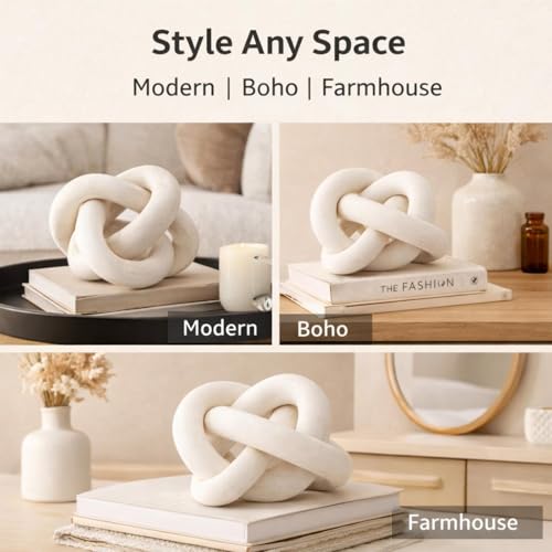 Yalikop 3 Link Wood Knot Decor Rustic Table Shelf Accents, White - color: White