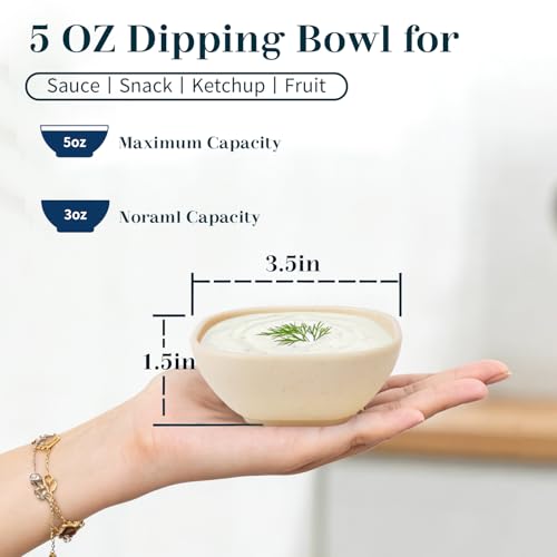 5 OZ Dipping Bowls Sets of 6, Small Bowls for Dips - Beige - color: Beige, size: 5 OZ