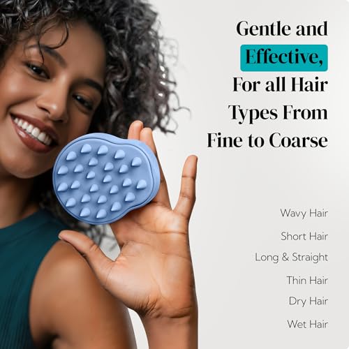 HEETA 2-Pack Large Scalp Massager Scrubber Shampoo Brush for Hair Growth - color: New Blue & Beige