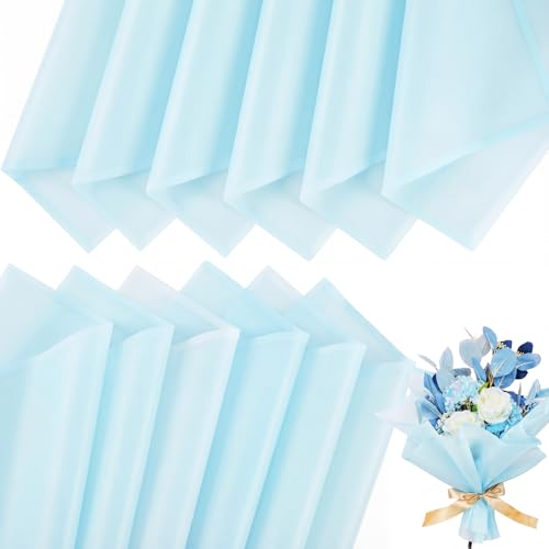 Ctosree 240Sheets Flower Wrapping Paper,Waterproof Korean Bouquet Wrap 23in - color: Baby Blue