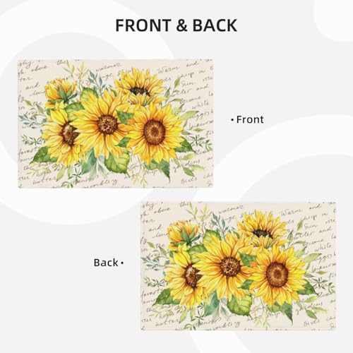 Spring Summer Sunflower Floral Placemats Set of 4 12x18 Inch - color: Cream Beige, size: Set of 4