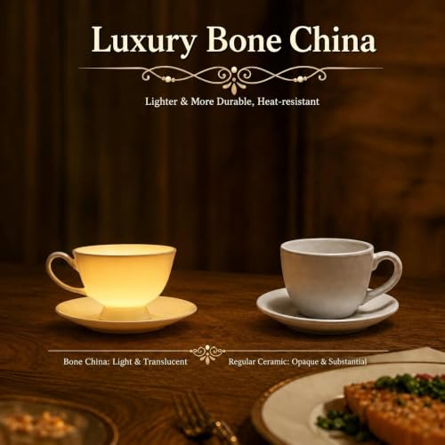 Fine Bone China Espresso Cups and Saucers Set of 4, 5 oz - color: 4Pcs Plain Set, size: 4 Count (Pack of 1)