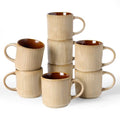 famiware Coffee Mug Set of 8, Star 12 oz Ceramic Mugs Cups Set with Handle - color: Star-Cream Cocoa, size: 8 Count (Pack of 1)