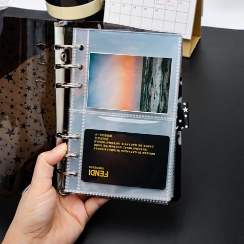 40 Sheets A6 Binder Sleeves Clear Page Protectors 3.4''x3'' 2 Pockets Plastic Photo Album Refill for 6 Ring Binder Cards Cash Photocards - size: A6 3.4''x3'' 2 Pockets