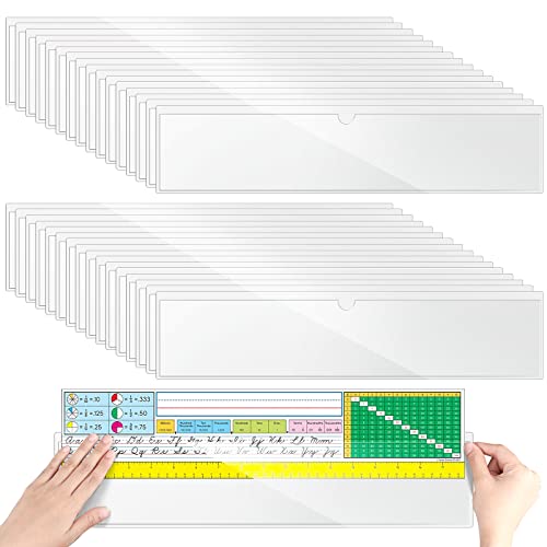Chinco 30 Pcs Self Adhesive Clear Index Card Pockets,14 x 4 Inches - size: 14 x 4 Inches