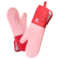 Kitchen Mama UltraShield Silicone Oven Mitts, Red - color: Red