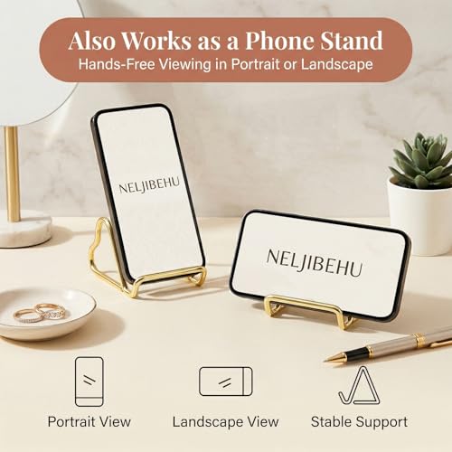 2 Pcs Cute Gold Metal Heart Business Card Holder for Desk - color: gold