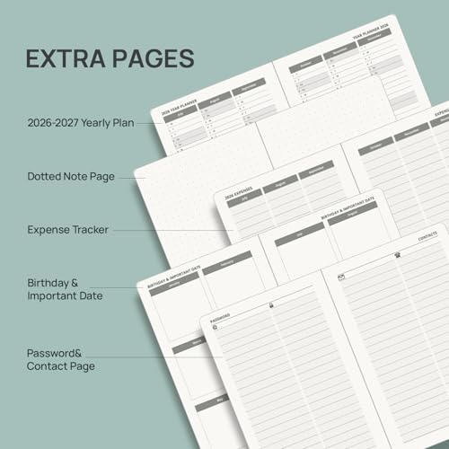 POPRUN Pocket Planner 2026-2027, Purse-4" x 6.25", Academic Pocket Calendar - color: Pacific Green, size: Pocket-4" x 6.25", style: Academic Year 2026-2027