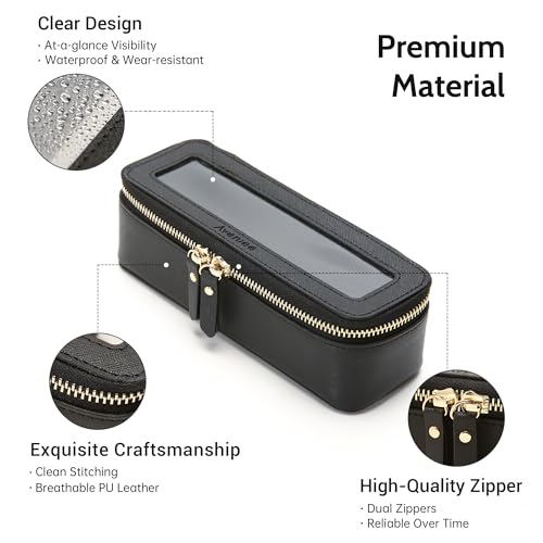 Aveniee Clear Makeup Brush Bag,Slim Cosmetic Brush Holder,Small Toiletry Bag Mini Travel Case for Women,Thin Make up Bags with Dual Zipper,Cute Travel Essentials Organizer,Black - color: Black, style: Slim Elegance