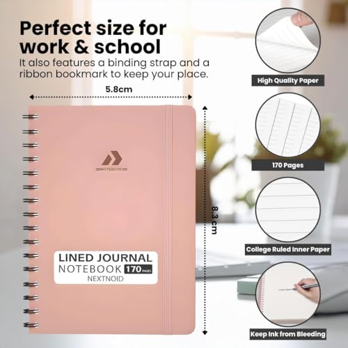 Nextnoid A5 Lined Spiral Notebook - 170 Page, College Ruled, Woodland Olive - color: aa-Woodland Olive