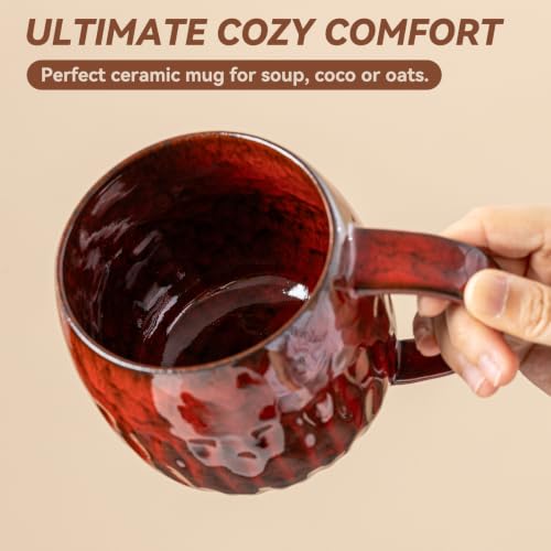 Crimson Ember Ceramic Mug, 21oz Reactive Glaze Coffee Mug, Gift for Him - color: 21OZ -A- Crimson Ember · POWER