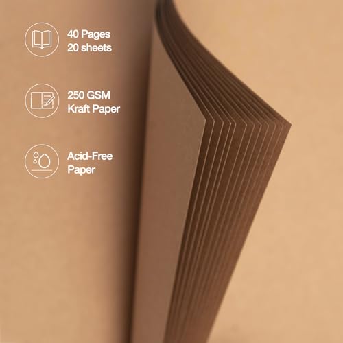 potricher 8 x 8 Inch DIY Scrapbook Album 40 Pages with Kraft Paper, Yellow - color: Yellow, size: 8 Inch 40 Pages