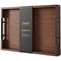 Fibogollo Bamboo Serving Trays with Metal Handles,Large(Brown) - style: Brown-Large