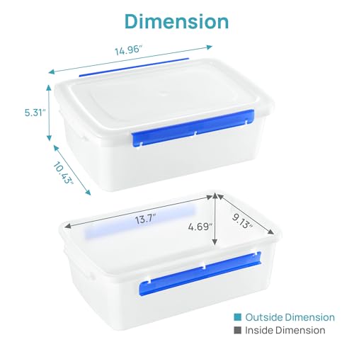 Vtopmart 2 Pcs Pizza Dough Proofing Box with Lids and Latches for 4-6 Balls