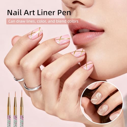 JODSONE 32Pcs Nail Art Brushes kit,Nail Art Tool Set,Dotting Tools,French Manicure,Dust Brush,Striping Brushes for Long Lines,Drawing Pen Painting Pen for Gel Polish Design Supply - color: 32PCS