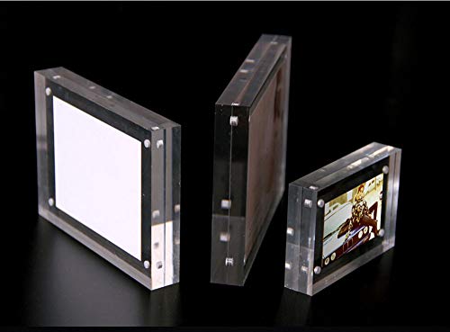 Clear Acrylic Photo Frame,Magnetic Perspex Picture Holders Table Standing Double Side Displays (2.5x3.5) - size: 2.5x3.5"