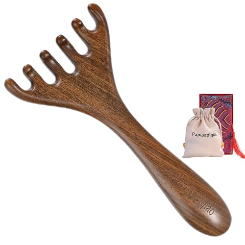 Wooden Handheld Manual Massage Tools, Meridian Massage Brush, Scalp Massage Tool, Head Massager, Neck Massager, Back Massager Hand Held, Arm & Leg Massager, Green Sandalwood Lymphatic Massage Tools - color: Sandalwood Silence