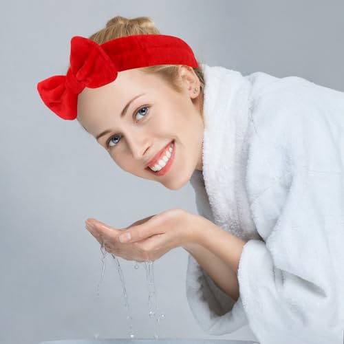 10 Pack Red Valentine Soft Spa Headbands Bulk for Women Girls - color: Red