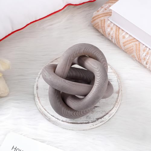 Yalikop 3 Link Wood Knot Decor Rustic Table Shelf Accents, Gray - color: Gray