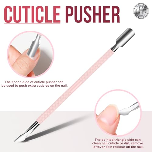 FANDAMEI Cuticle Trimmer, Cuticle Kit, Cuticle Pusher, Cuticle Nippers - color: Pink